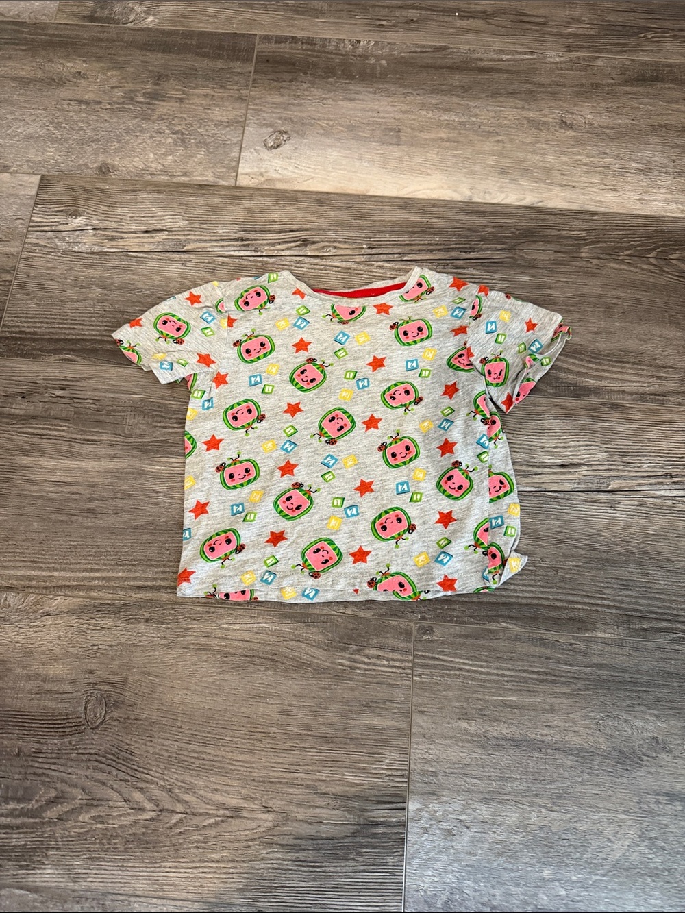 Cocomelon Kids Short Sleeve Gray Tee with Colorful Character Print